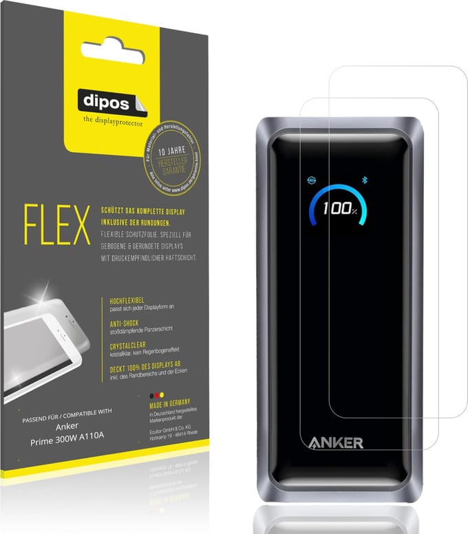 dipos – 2x Beschermfolie geschikt voor Anker Prime 300W A110A | 3D Full Cover Screenprotector | 100% Passend