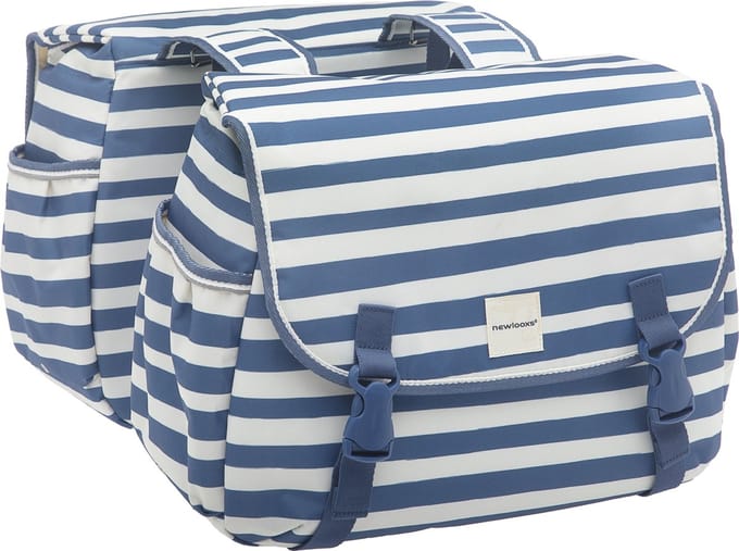 New Looxs Blue Stripe Joli Dubbele Fietstas - 34 liter - Blauw / Wit