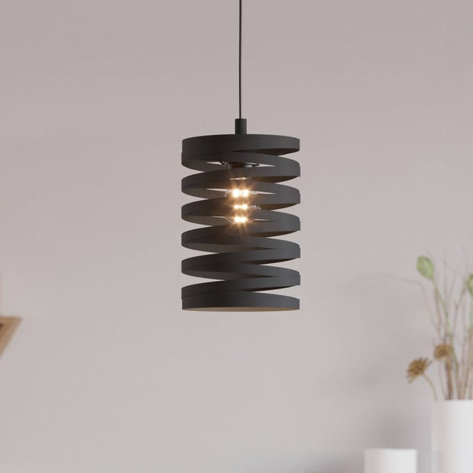 EGLO Cremella Hanglamp - E27(excl.) - industrieel - 18 cm - Zwart
