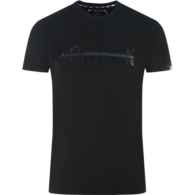 Aquascutum London 1851 Split Logo Black T-Shirt
