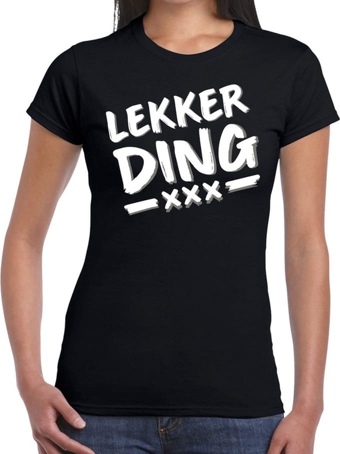 Lekkerding tekst t-shirt zwart dames S