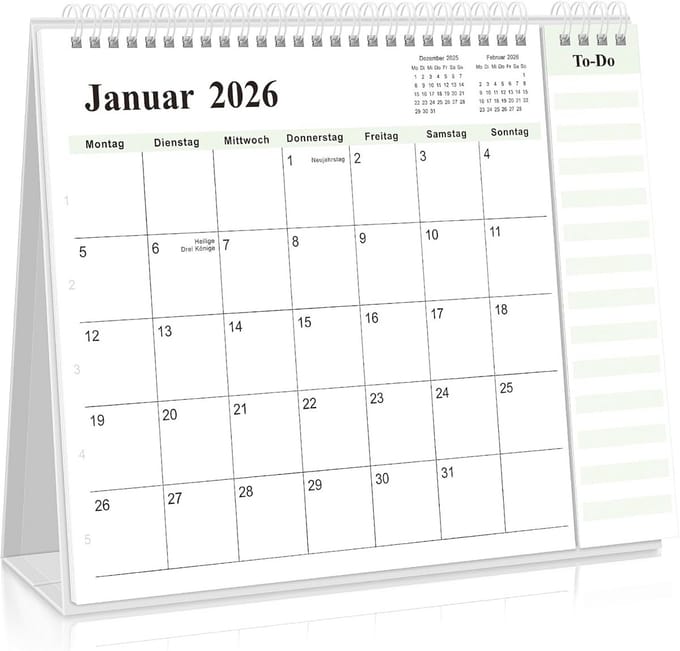 Tafelkalender 2025-2026 met maandweergave