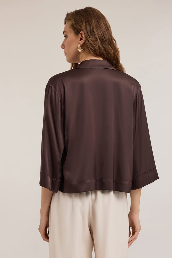 Motivi Stretch Satin Deconstructed Jacket Brown Taglia: 42 | Blazers Outlet | Donna | Marrone