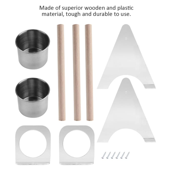 Support multifonction pour cage à oiseaux et perroquets avec mangeoire gray