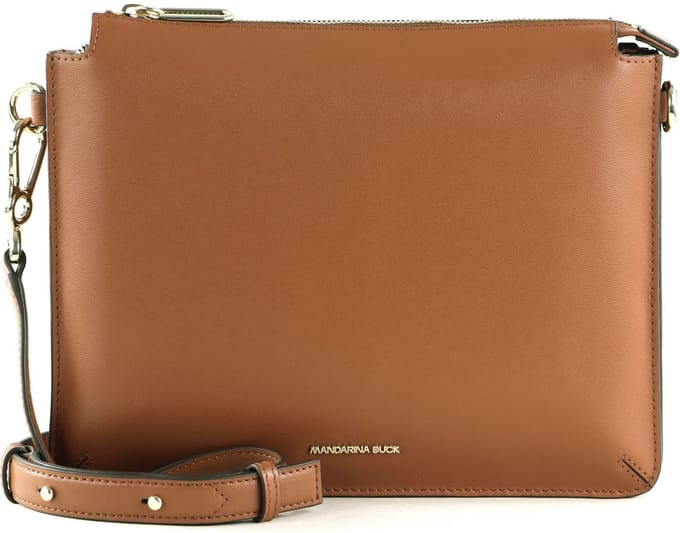 MANDARINA DUCK Leren Schoudertas Luna Crossover Caramel Cafe Bruine