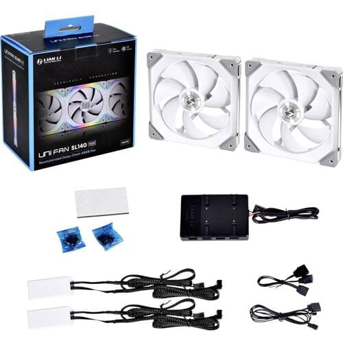 Lian Li UF-SL140-2W PC-ventilator Wit (b x h x d) 140 x 140 x 25 mm Incl. LED-verlichting