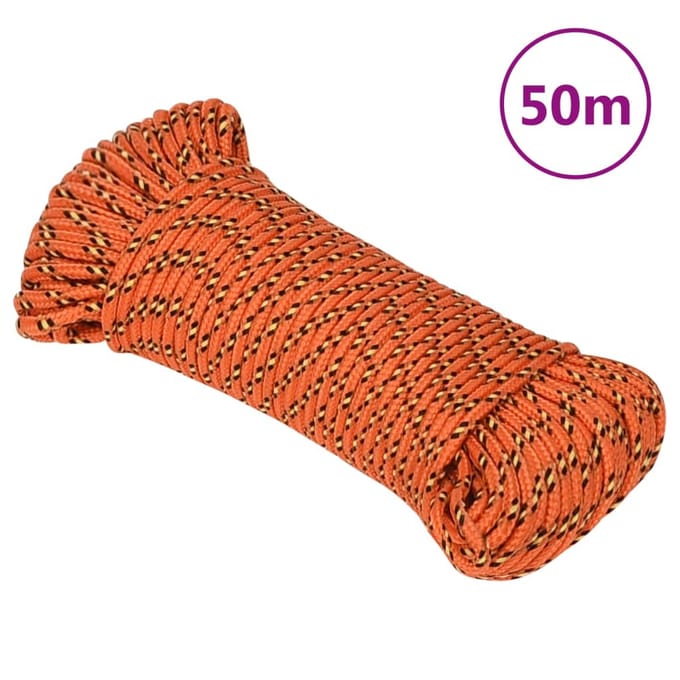 vidaXL - Boottouw - 5 - mm - 50 - m - polypropyleen - oranje