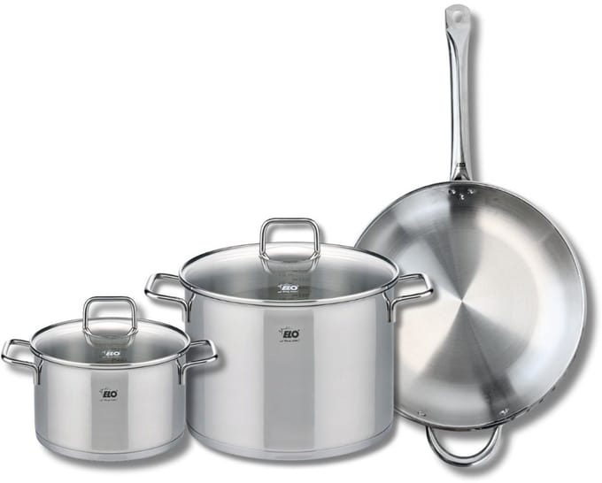 Set van 1 Koekenpan 32 cm en 2 kookpotten 20 en 26 cm Elo Profi Citrin