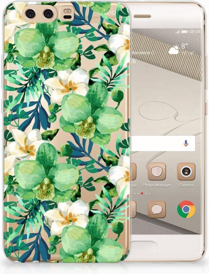 Huawei P10 Plus TPU Case Orchidee Groen