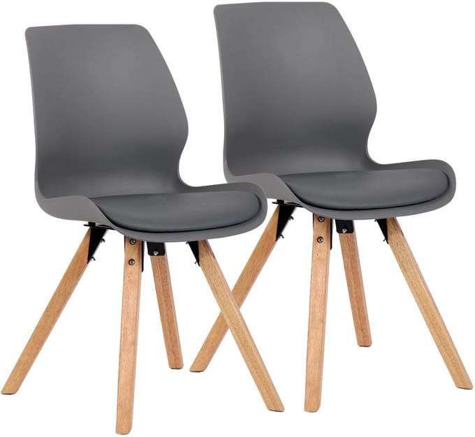 CLP Luna Set van 2 Eetkamerstoel - Modern - Rugleuning - 136 kg - Kunststof/grijs