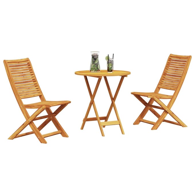 vidaXL - Opvouwbare - Bistroset - 3 - st - Bruin - Massief - Acacia - Hout