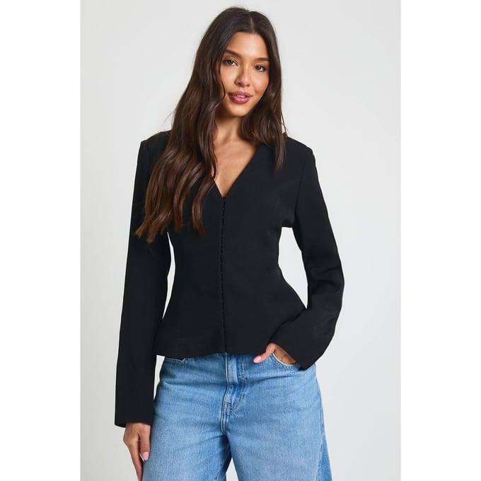 boohoo Dames Getailleerde Blazer Met Gecinchte Taille | Zwart | Maat: 42