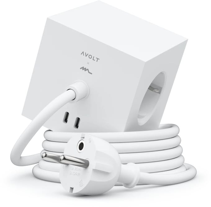 Avolt Square 1 stekkerdoos USB-C 30W 1,8 m Opal White