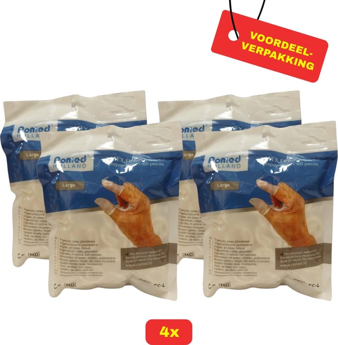 Romed Vingercondooms Latex - Maat L - 4 x 100 stuks voordeelverpakking