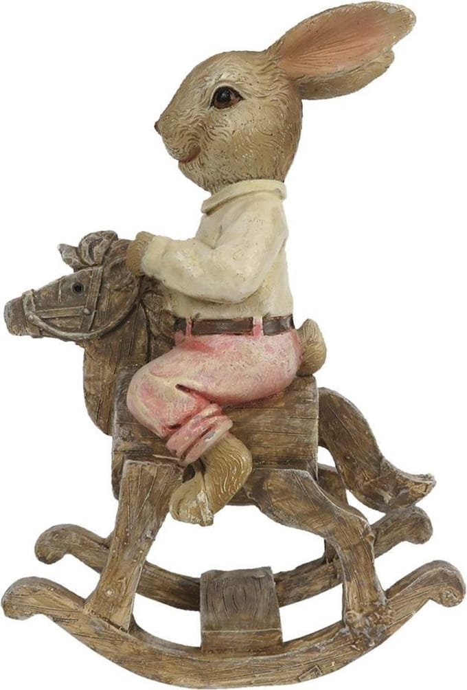 Clayre & Eef Beeld Konijn 9x4x13 cm Bruin Beige Polyresin Woonaccessoires