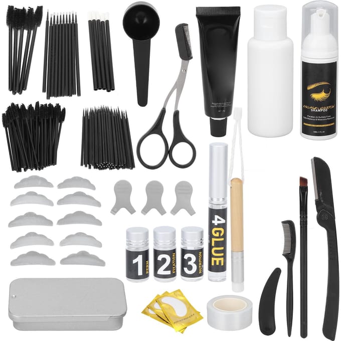 3 in 1 Waterdichte Wenkbrauw Tint Perm Wimperlift Tint Kit Semi-permanente Krullende Wimper Set black