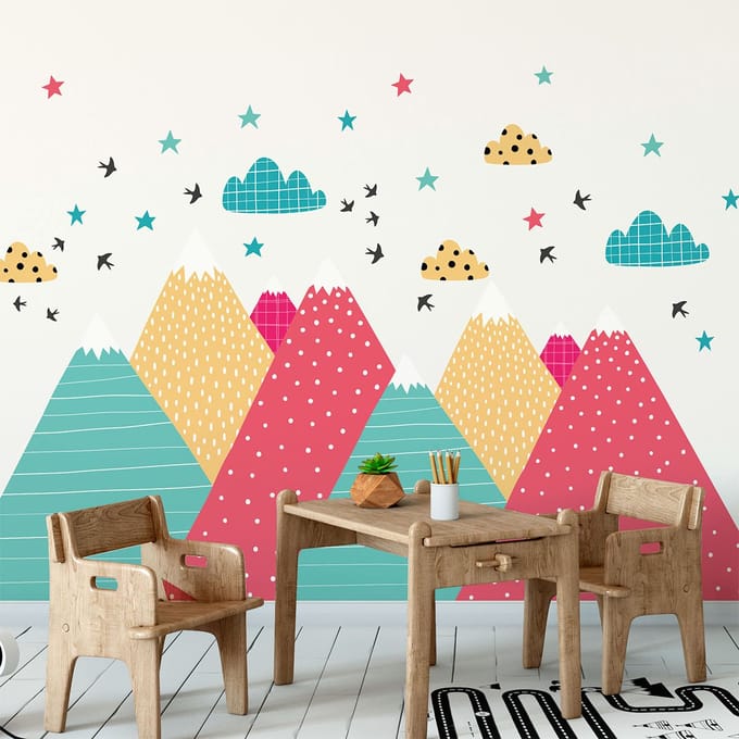 Kinderstickers van Scandinavische bergen, Alenika, 50 x 75 cm