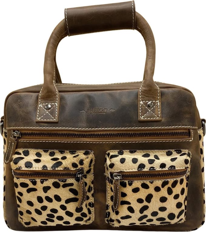 Handtas - Cheetah - Cognac – Cowboybag - Lichtbruin – Westernbag - Schoudertas Leer