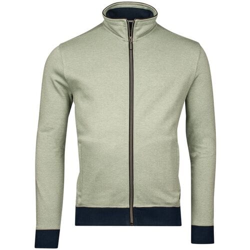 Baileys Vest Sweat Cardigan Zip Yarn Dyed Jacquard Doubleface Interlock Pastel Groen / male