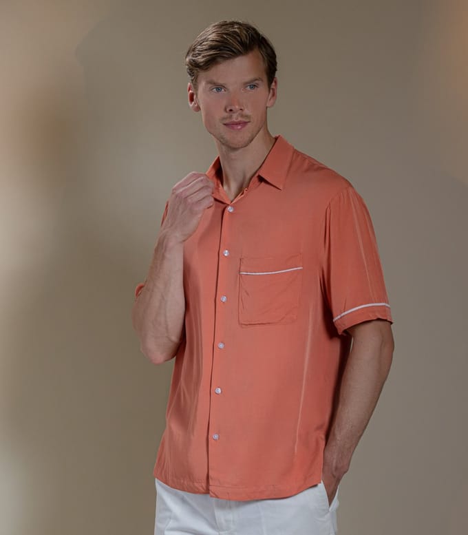 Laurent Vergne - Heren - Shirt - korte mouwen- 100% Viscose - maat M
