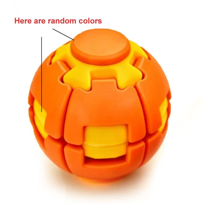 Balle Fidget à Presser et Tourner Imprimée en 3D, Balle Fidget Spinner Déformable à Clic, Jouet Sensoriel Anti-Stress à Rotation Fluide orange