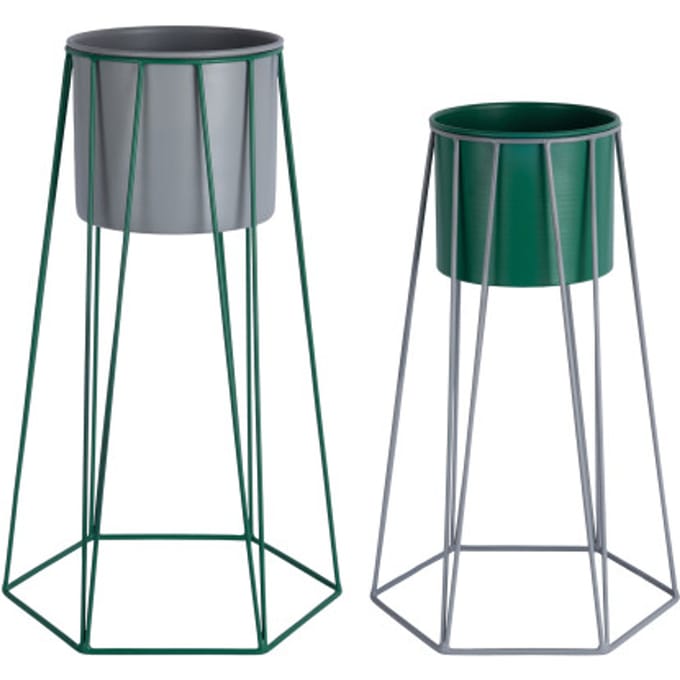 Present Time - Bloempot Set Cool Retro - Multikleur - 34x30x56 cm