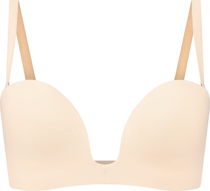 Diep uitgesneden strapless bh, beige XXL