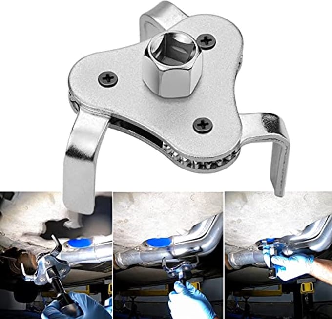 Universele verstelbare oliefiltersleutel voor 2,5" tot 4,5" oliefilters - 3-been remover tool set