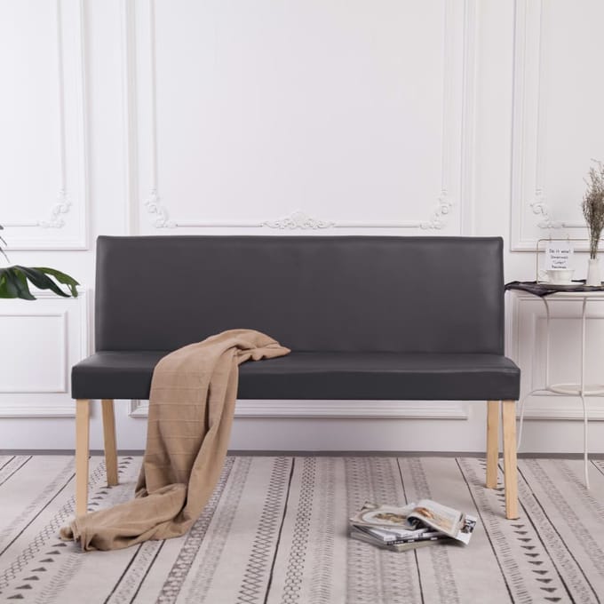 vidaXL - Bankje - 139,5 - cm - kunstleer - grijs