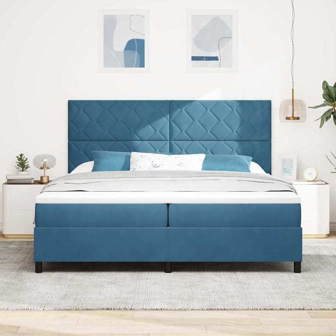 vidaXL - Boxspring - bed - met - hoofdeinde - Donkerblauw - 200 - x - 200 - cm - Fluweel