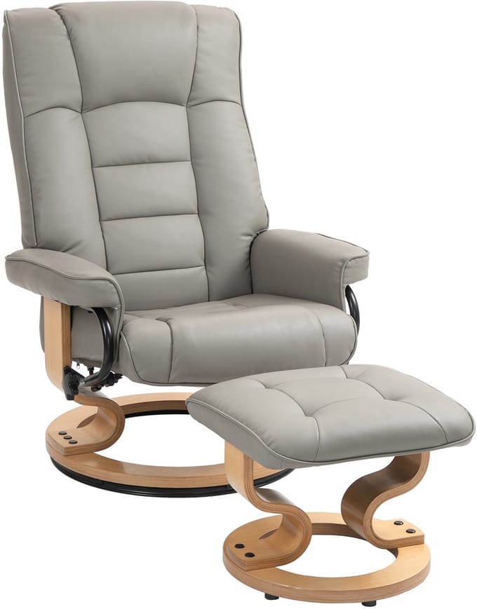 HOMCOM relaxfauteuil - met hocker - draaibaar - kantelbaar