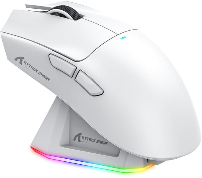 Tri-Mode Gaming Muis met Magnetisch RGB Oplaadstation, Draadloze Bluetooth Muis, 22000 DPI