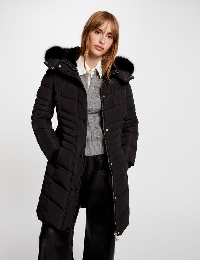 Morgan - Long padded jacket with hood 242-Galex black - Maat : 40