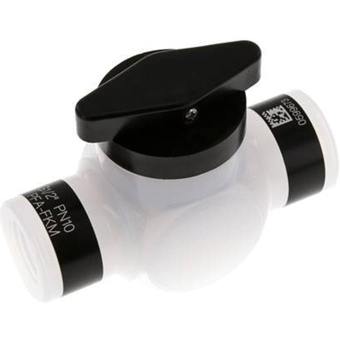 PFA 2-Weg Kogelkraan G 1/2'' FKM Vacuüm