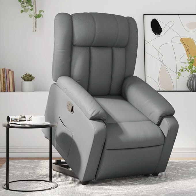 Vidaxl Sta-op Fauteuil, Grijs, Bekleed met Kunstleer