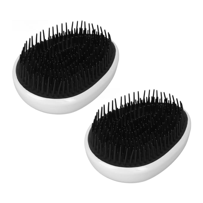 2 Stuks Haarhoofdhuid Borstel Zachte Ronde Tanden Massage Draagbaar Ei Vorm Shampoo Borstel Kam white