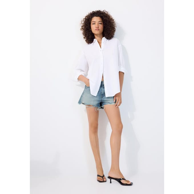 Stradivarius Verstelbare popeline blouse met regular fit  Wit S