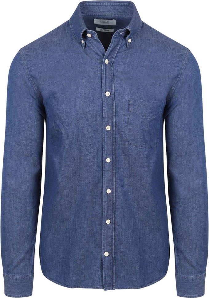 King Essentials The Tommy Denim Overhemd Chambray Blauw - Maat S - Heren - Casual Shirt