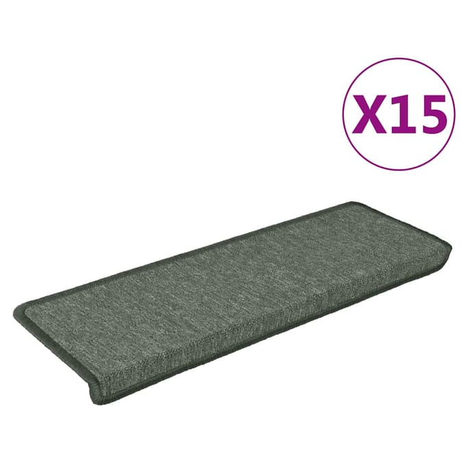 vidaXL - Trapmatten - 15 - st - 65x21x4 - cm - Donkergroen - Rechthoekige - Rand