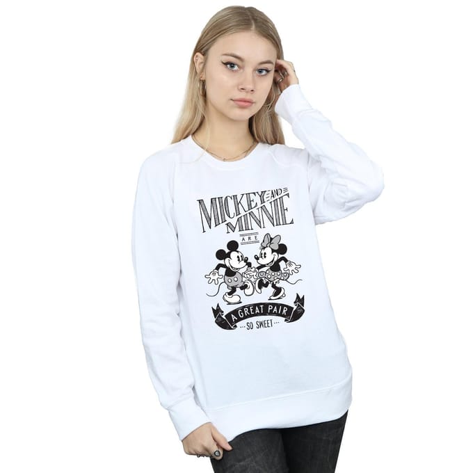 Disney Dames/Dames Mickey en Minnie Mouse Groot Paar Sweatshirt (Wit)