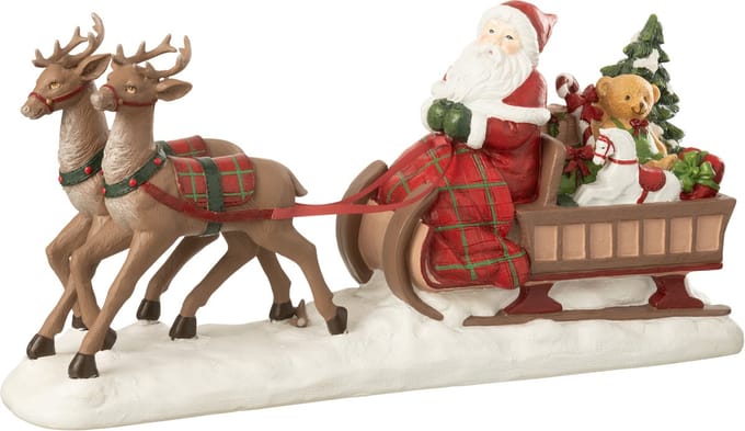 J-Line decoratie Kerstman Slee + Hert - polyresin - mix