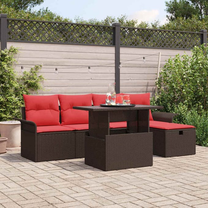 vidaXL Tuin Sofa Set 6 st Bruin poly rattan