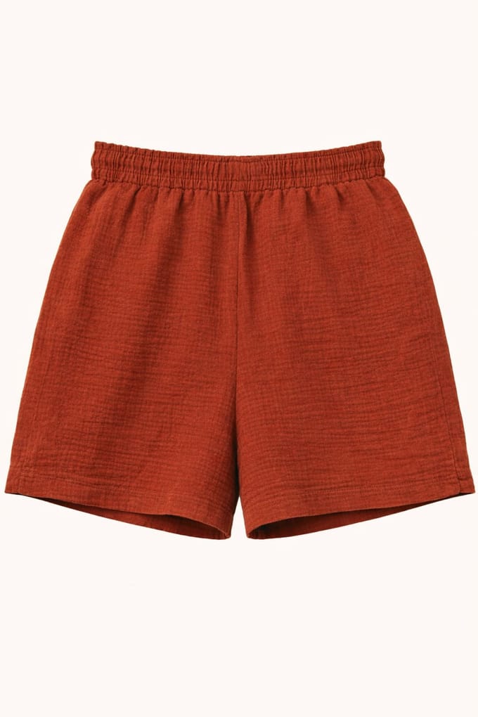 Hooggewaisted Textuur Katoenen Shorts