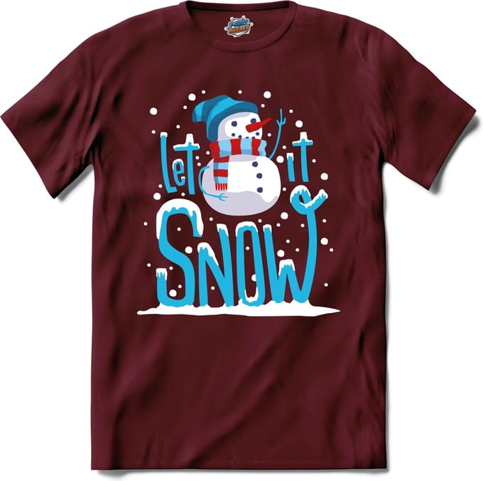 Let it snow - T-Shirt - Dames - Heren - Burgundy - Maat XL
