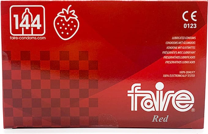 Faire Red condooms - aardbeiensmaak - 144 stuks