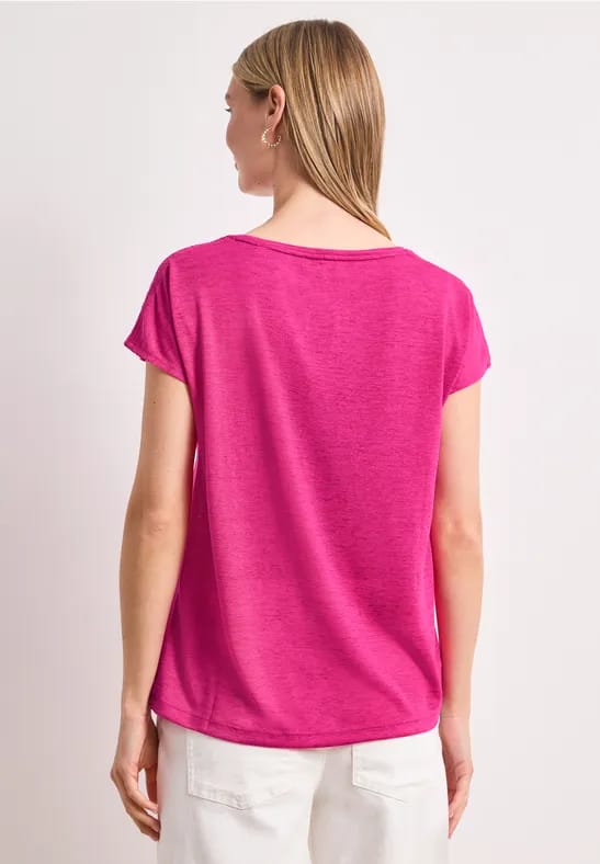 Shirt met boothals en smokdetail