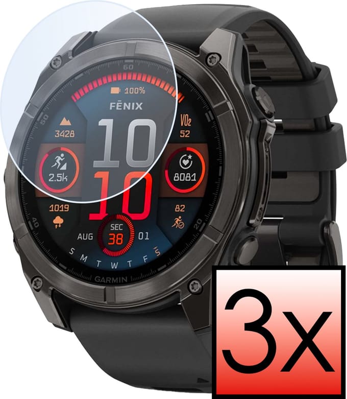 Screenprotector Geschikt voor Garmin Fenix 8 (43 mm) Screenprotector Tempered Glass Gehard Glas - 3 PACK
