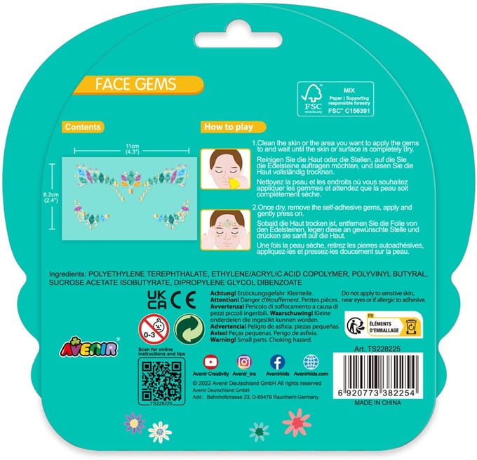AVENIR Gezichtsstickers - Vleugels - Face Gem - Versier Jezelf - 3 Jaar