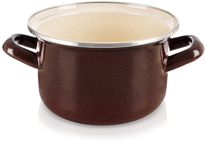 Kookpan Geëmailleerde BROWN 16 cm, 1,4 l - Kookpot - Soeppan