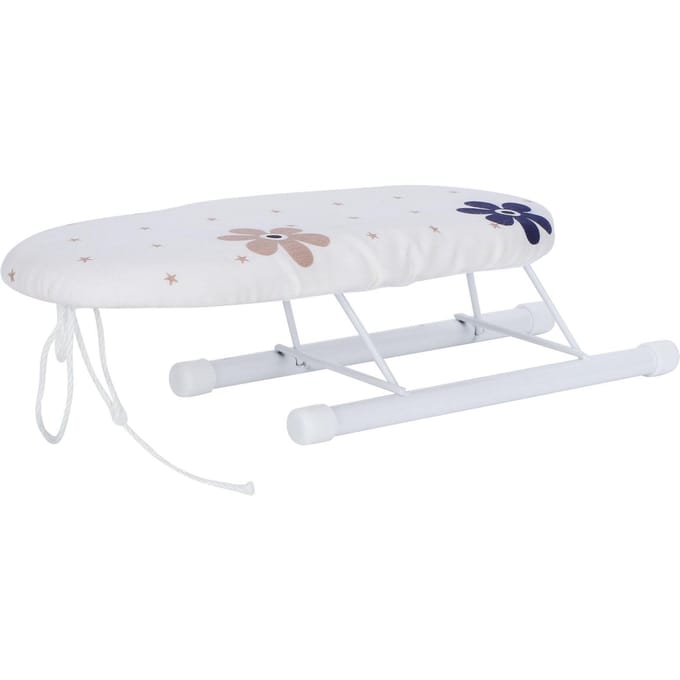 Mini Planche à Repasser Pliable Manches Poignets Cols Table à Repasser pour Maison Voyage Utilisation Bouquet de Fleurs white
